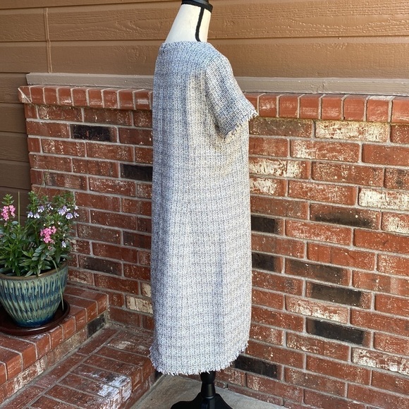 Max Mara Weekend Tapioca Multi Color Tweed Fringed Hem Sheath Dress Size 14 - Picture 6 of 12